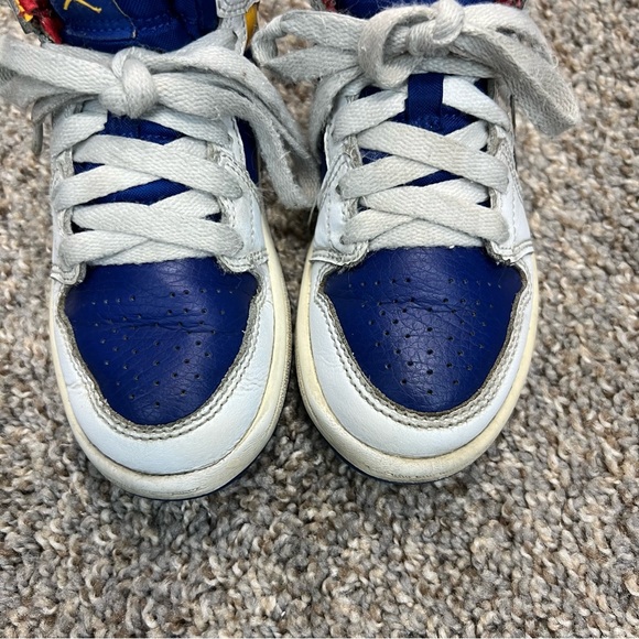 Nike air Jordan 1 mid toddler 11c white royal blue orange sneakers streetwear - Picture 3 of 7